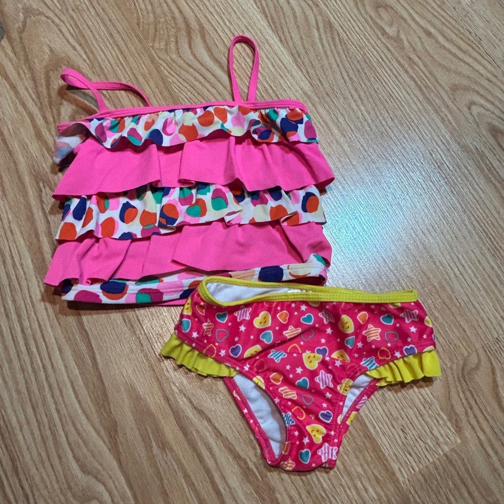 The Childrens Place Peppa‎ Pig Girls 4T Pink Ruffle Tankini Swimsuit Set 2pc